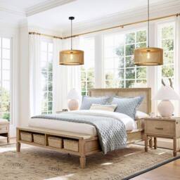 Garwarm 1 - Light Farmhouse Boho Wooden Caged Pendant Light in Natural - thumbnail 3