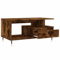 Berkfield Home Modern Coffee Table Smoked Oak 90x49x45 cm Engineered Wood in Brown - Size: 90 x 49 x 45 cm - thumbnail 6