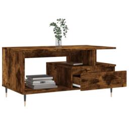 Berkfield Home Modern Coffee Table Smoked Oak 90x49x45 cm Engineered Wood in Brown - Size: 90 x 49 x 45 cm - thumbnail 4