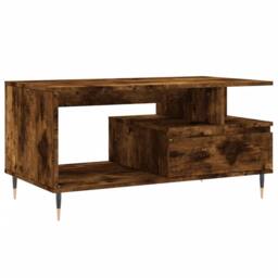 Berkfield Home Modern Coffee Table Smoked Oak 90x49x45 cm Engineered Wood in Brown - Size: 90 x 49 x 45 cm - thumbnail 3