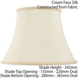"Loops 14"" Bowed Oval Handmade Lamp Shade Cream Fabric Classic Table Light Bulb Cover" - thumbnail 2