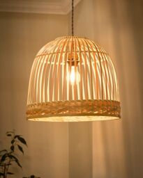 Dibor Traditional Bamboo Dome Easy Fit Decor Ceiling Shade H33 x D40cm in Beige