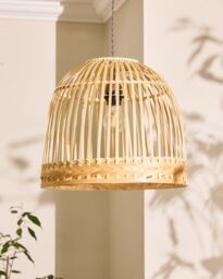 Dibor Traditional Bamboo Dome Easy Fit Decor Ceiling Shade H33 x D40cm in Beige - thumbnail 2