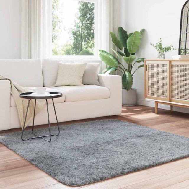 Berkfield Home Shaggy Rug High Pile NAVARRA Light Grey 160x160 cm Polyester - Size: Medium - image 1