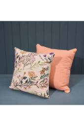 KDMD Orange Textured Handmade Washable Cotton Plain Cushion with Filling - thumbnail 2