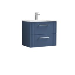 Balterley Wall Hung 2 Drawers Vanity Unit - Minimalist Basin 600mm, Satin Blue