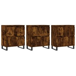 Berkfield Home Sideboards 3 pcs Smoked Oak Engineered Wood in Brown - thumbnail 2