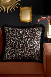 Laurence Llewelyn-Bowen 'Josephine' Leopard Print Velvet Filled Cushion in Gold - Size: 43 cm x 43 cm