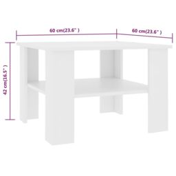 Berkfield Home Coffee Table White 60x60x42 cm Engineered Wood - Size: 60 x 60 x 42 cm - thumbnail 5