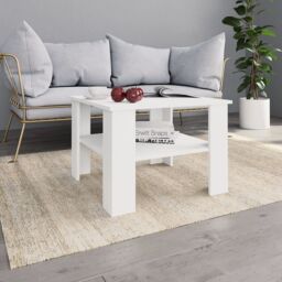 Berkfield Home Coffee Table White 60x60x42 cm Engineered Wood - Size: 60 x 60 x 42 cm - thumbnail 1