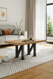 Living and Home 40cm/15.75 inch 2Pcs Black N-shaped Anti-Slip Metal Table Legs Furniture Replacement Legs for Coffee Table, Bench - thumbnail 2