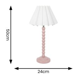 ValueLights Bobbins Painted Rose Table Lamp with Scallop Tapered Lamp Shade in White - thumbnail 4