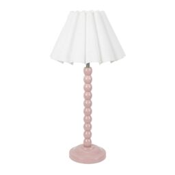 ValueLights Bobbins Painted Rose Table Lamp with Scallop Tapered Lamp Shade in White - thumbnail 2