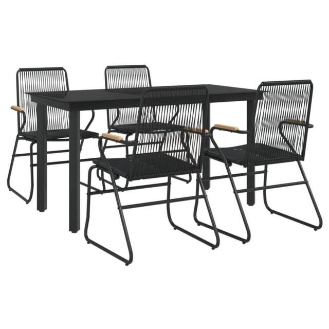 Berkfield Home Beautiful 5 Piece Garden Dining Set Black PVC Rattan - image 1