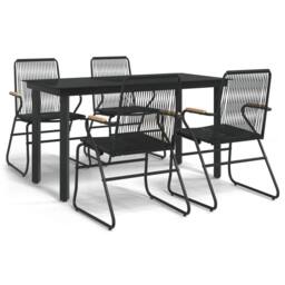 Berkfield Home Beautiful 5 Piece Garden Dining Set Black PVC Rattan - thumbnail 3