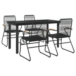 Berkfield Home Beautiful 5 Piece Garden Dining Set Black PVC Rattan - thumbnail 1