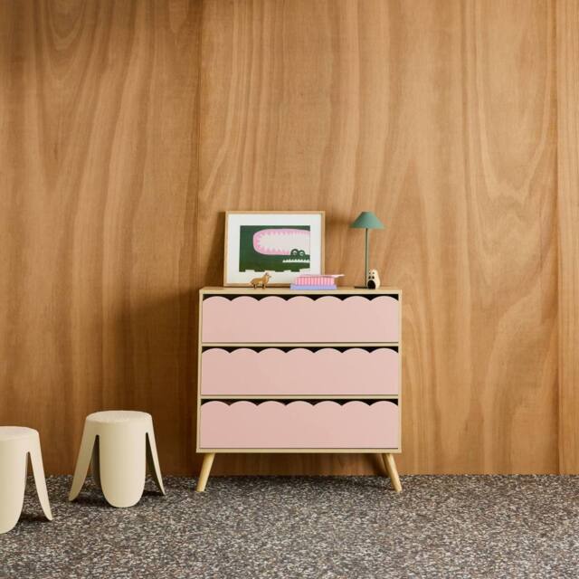 sweeek Wood-effect children's chest of 3 drawers in Pink - image 1