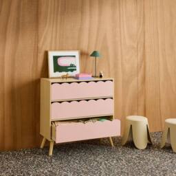 sweeek Wood-effect children's chest of 3 drawers in Pink - thumbnail 4