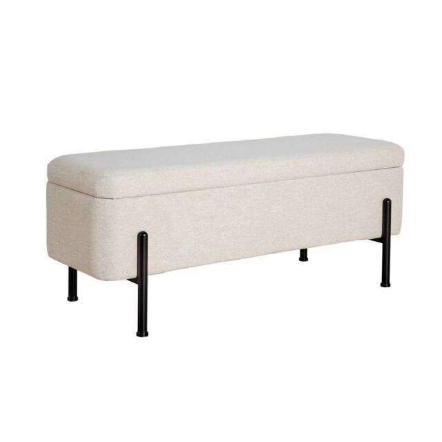 FORGEVIO Storage Linen Off-Metal Legs Space Saving Seat Home Furniture in Beige - image 1