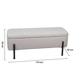 FORGEVIO Storage Linen Off-Metal Legs Space Saving Seat Home Furniture in Beige - thumbnail 2