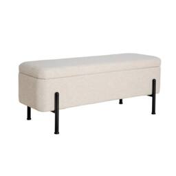 FORGEVIO Storage Linen Off-Metal Legs Space Saving Seat Home Furniture in Beige