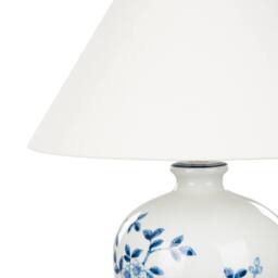 Wyld and Coco 55cm Bedside Lamp Hand Painted White and Blue Porcelain Base Linen - thumbnail 5