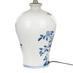 Wyld and Coco 55cm Bedside Lamp Hand Painted White and Blue Porcelain Base Linen - thumbnail 6