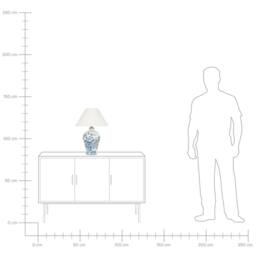 Wyld and Coco 55cm Bedside Lamp Hand Painted White and Blue Porcelain Base Linen - thumbnail 8