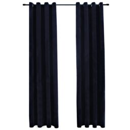Berkfield Home Blackout Curtains with Rings 2 pcs Velvet Black 140x225 cm - thumbnail 2