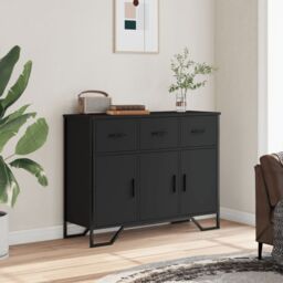Berkfield Home Sideboard Black 97x32.5x74.5 cm Engineered Wood - thumbnail 3