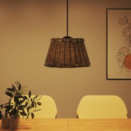 Berkfield Home Ceiling Lamp Shade Brown √ò50x30 cm Wicker - Size: 50x30 cm - thumbnail 3