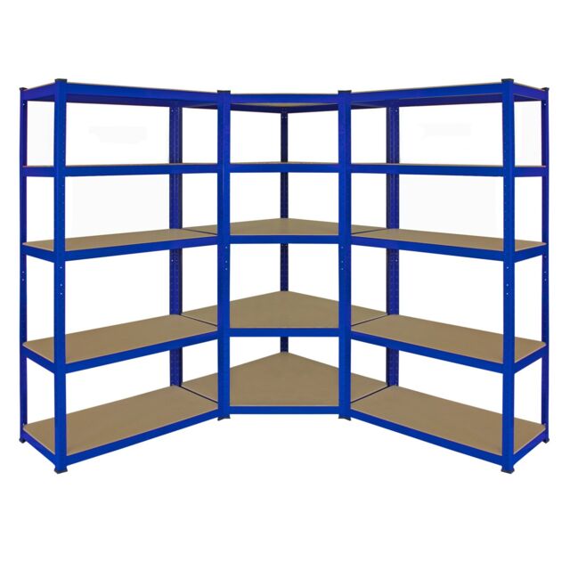 Monstershop Monster Racking T-Rax Corner Shelving Unit & 2 x 90cm Garage Storage in Blue - Size: 2 x 90 cm - image 1