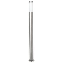 Loops IP44 Outdoor Bollard Light Stainless Steel 12W E27 1100mm Driveway Lamp Post in Metallics