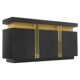 Merax Sideboard with Marble Effet Top - 140cm 3-Door Luxury Buffet Cabinet in Black - thumbnail 9