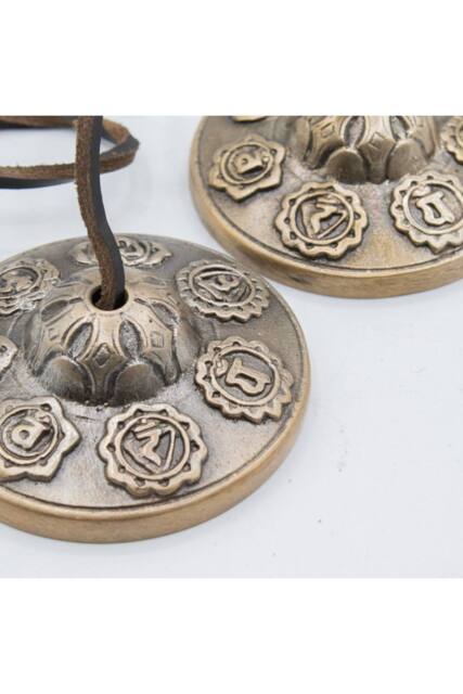 KDMD Seven Chakra Brass Tingsha Bells with Leather Cord 7cm in Bronze - image 1
