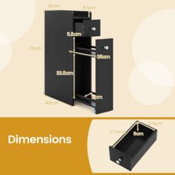 Costway 4-Tier Narrow Toilet Side Storage Cabinet w/Slide Out Drawers in Black - thumbnail 9