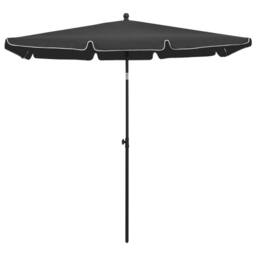 Berkfield Home Garden Parasol with Pole 210x140 cm Anthracite in Black