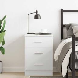 Berkfield Home Bedside Cabinet White 38x35x56 cm Engineered Wood - Size: 38 x 35 x 56 cm - thumbnail 3