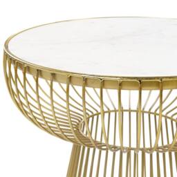 Wyld and Coco Glam Living Side Table - White Marble Top Gloss Gold Frame 42cm - thumbnail 3