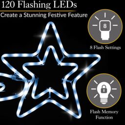 Christow Shooting Star Christmas Light Xmas Decoration Flashing LED Indoor Outdoor L107cm in White - thumbnail 3