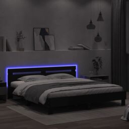 Berkfield Home Bed Frame with LED without Mattress Black 200x200 cm - thumbnail 4