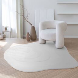 The Rug Shop UK White Handmade Modern Easy to clean Abstract Area Rug - Size: 150 cm x 150 cm - thumbnail 1