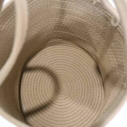 Voltico Cotton Rope Woven Storage Basket with Handles - 30cm Laundry & Toy Bin in Light Brown - thumbnail 5