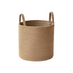 Voltico Cotton Rope Woven Storage Basket with Handles - 30cm Laundry & Toy Bin in Light Brown - thumbnail 7