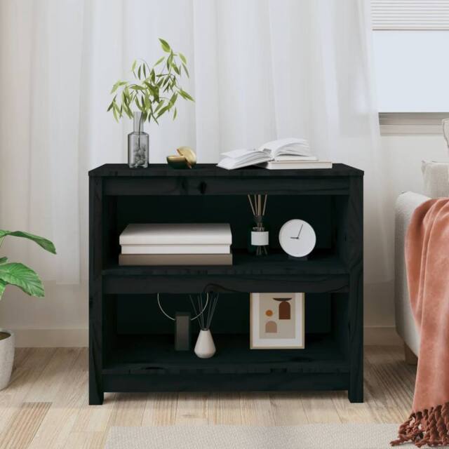 Berkfield Home Beautiful Book Cabinet Black 80x35x68 cm Solid Wood Pine - Size: 80 x 35 x 68 cm - image 1