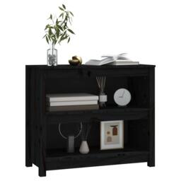 Berkfield Home Beautiful Book Cabinet Black 80x35x68 cm Solid Wood Pine - Size: 80 x 35 x 68 cm - thumbnail 4