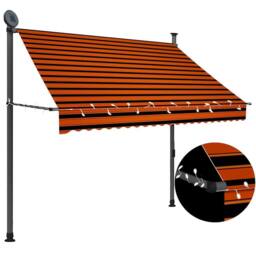 Berkfield Home Manual Retractable Awning with LED 200 cm Orange & Brown - thumbnail 2