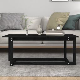 Berkfield Home Coffee Table Black 110x55x45 cm Solid Wood Pine - Size: 110 x 55 x 45 cm - thumbnail 5