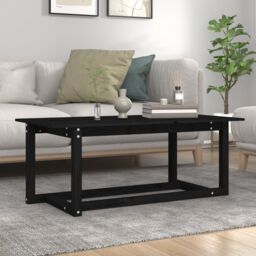 Berkfield Home Coffee Table Black 110x55x45 cm Solid Wood Pine - Size: 110 x 55 x 45 cm