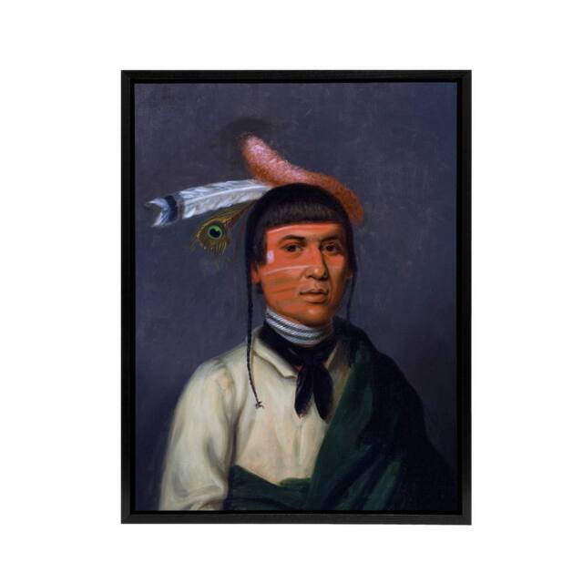 "Artery8 Henry Inman Chippewa Chief No Tin Portrait Framed Canvas Wall Art Print - Size: W12"" x H16""" - image 1